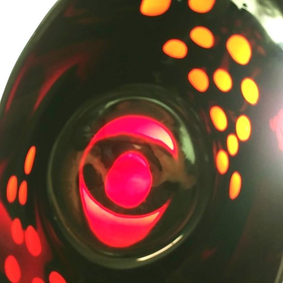 Art Glass Oval Bowl Hand Blown Pontil Mark Ruby Red Transparent Etched Circles - Picture 8 of 10